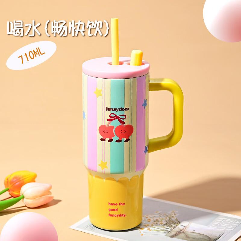 

Dundun Insulated Tumbler with Straw and Handle