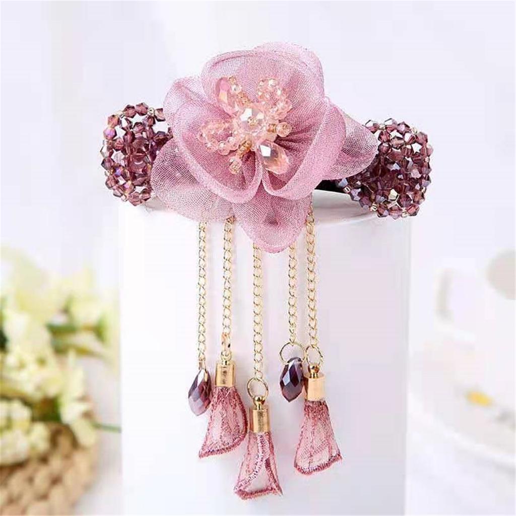 Chinese Styles Hair Pin Handmade Flower Hair Clip Long Tassels Women Hairpin for Ponytails and Various Hairstyles