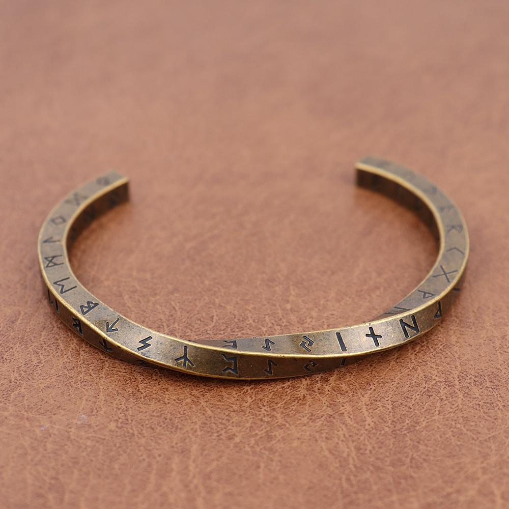 Trendy Viking Runes C Bracelet Stainless Steel Mobius Opening Amulet Jewelry for Men Women