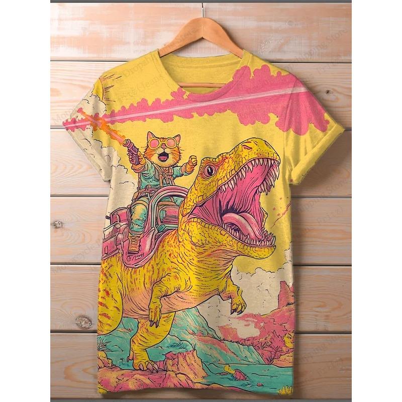 Anime Cat Samurai 3D Print Vintage Graphic T-shirt Women Fashion Casual Oversized Short Sleeve Tops Tees Ladies Clothes Animal