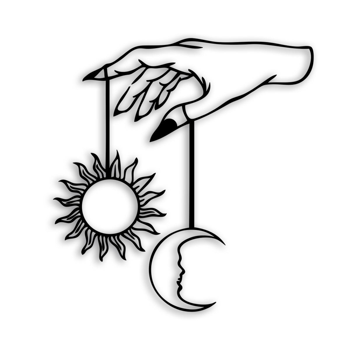 

Metal Silhouette Wall Art - Moon and Sun Design for Indoor Decoration Contact customer service for more sizes чёрный