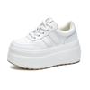 Fashion 8cm Trend Leather Women Synthetic Chunky Sneakers Spring Skateboarding Casual Platform Wedge Female Autumn Vulcanize Shoes