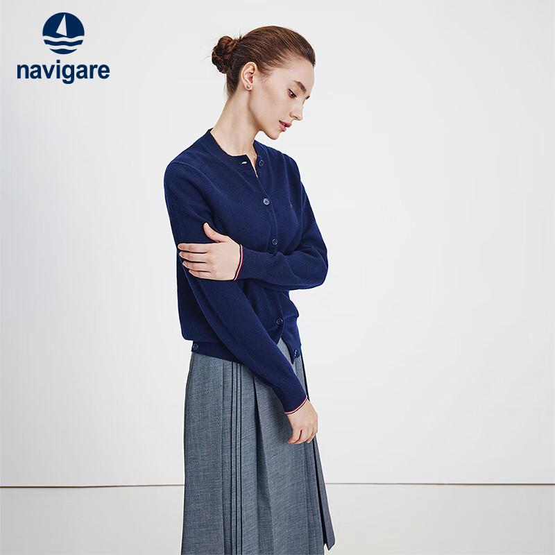 Navycare Women's Round Neck 100% Wool Cardigan