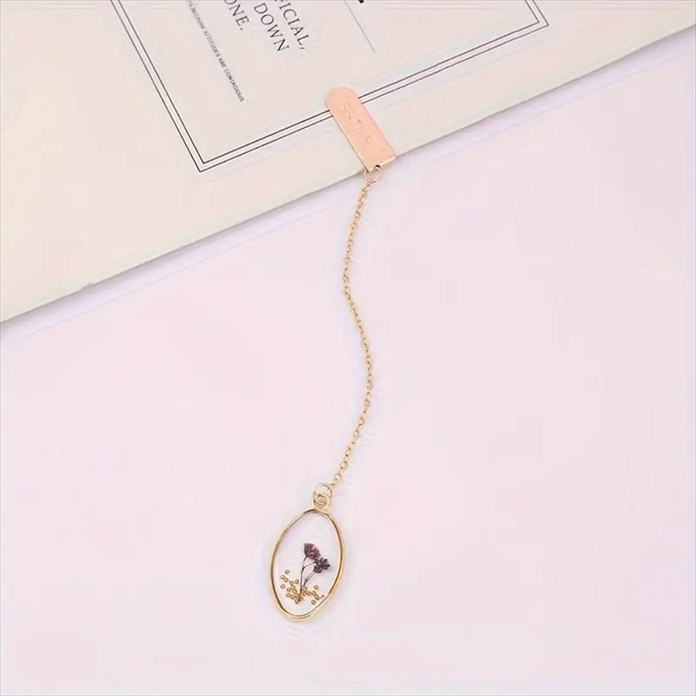 Zinc Zinc Alloy Pendant Bookmark Pendant Literary Crystal Book Clip Flower Bookmark Book Lovers