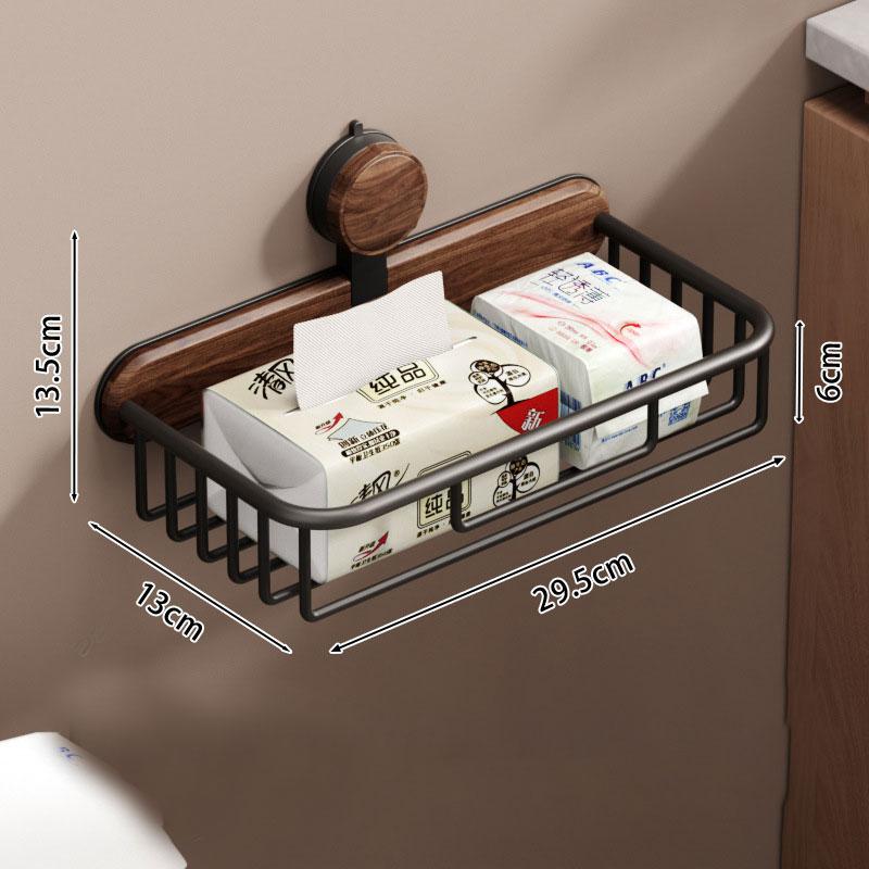 Suction cup walnut toilet tissue box no punching bathroom washbasin storage toilet roll paper storage rack toilet accessories