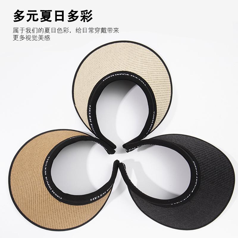 Women'S Outdoor Sun Hat Summer Straw Woven Empty Top Hat For Sun Protection Caps Simple Face Covering Female Riding Beach Sunsha