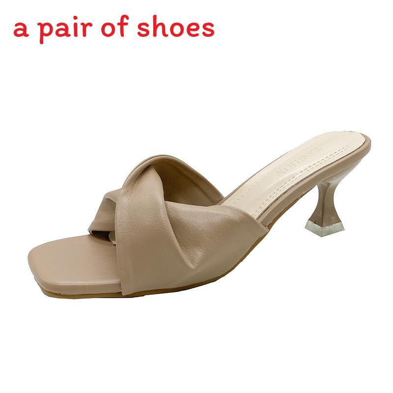 Summer Slipon High Heels With Pu Upper For Casual Womens Footwear