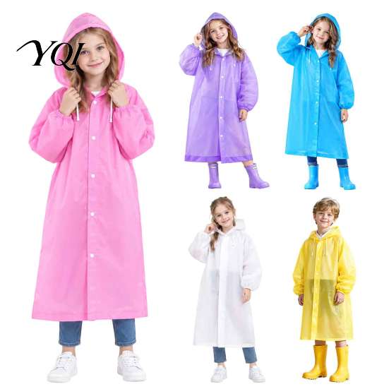 Reusable EVA Rain Gear for Hiking Thick Raincoat Adults Kids, Long Full Body Poncho with Adjustable Rainy Weather Hood, Heavy Duty Outdoor Camping