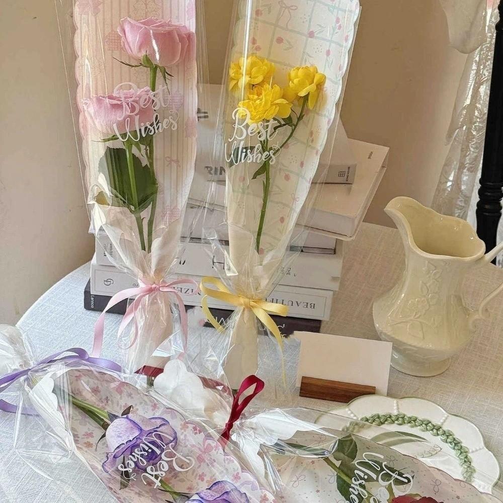 10pcs/set Waterproof Bouquet Wrapping Bags Transparent Rose Packaging Sleeve  Valentine's Day