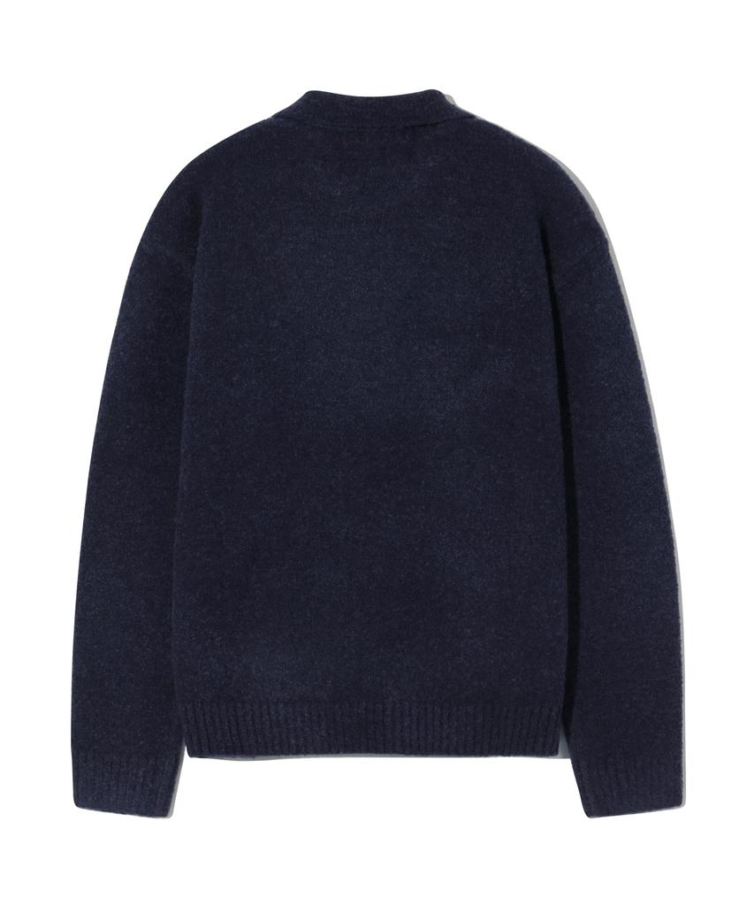 Trillion Wool Boucle Collar Cardigan Knit (Current Navy)