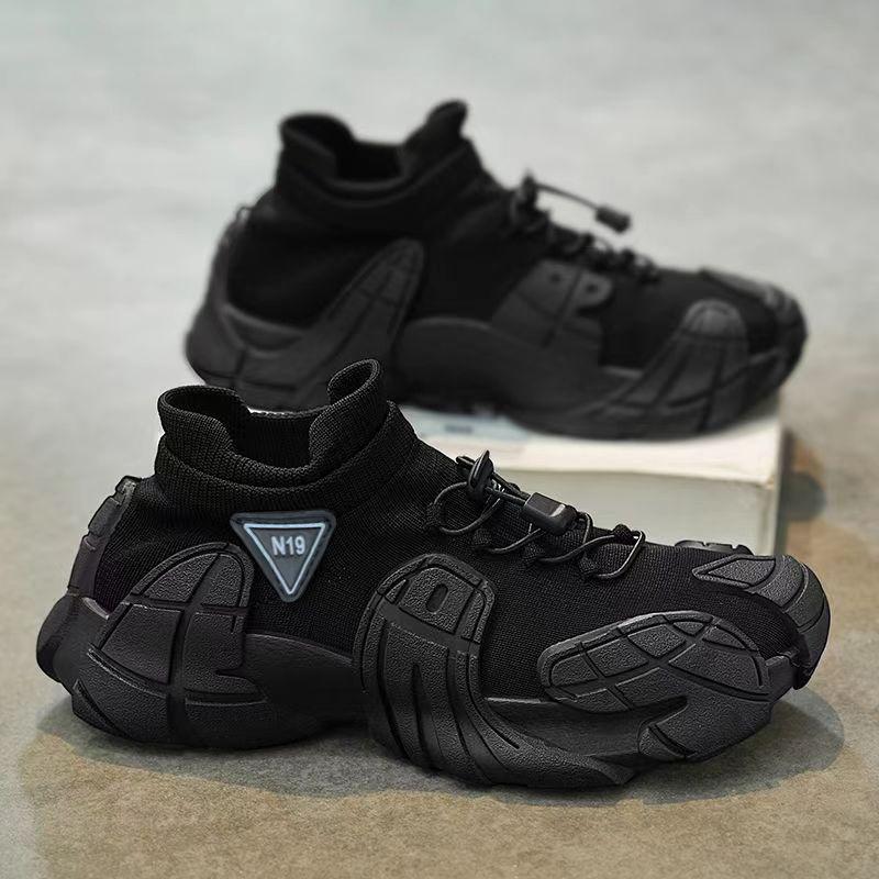 Men's Shoes Platform Lightweight Fly-woven Socks Casual Shoes Youth Fashion Color Matching Sports Shoes