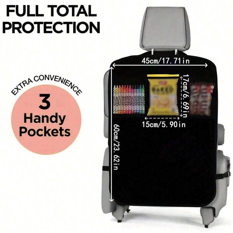 Car rear seat storage case with 3 storage pockets, oversized waterproof rear seat protector, dust, mud and scratch resistant