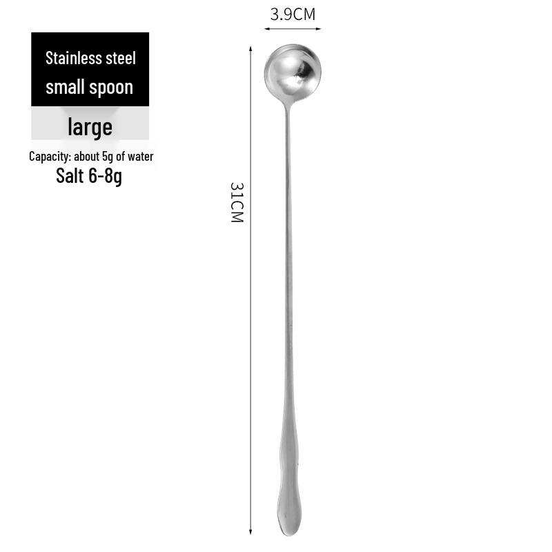 Creative Mini Stainless Steel Long Handle Round Head Spoon - Ideal for Coffee, Desserts, Honey, and Seasoning