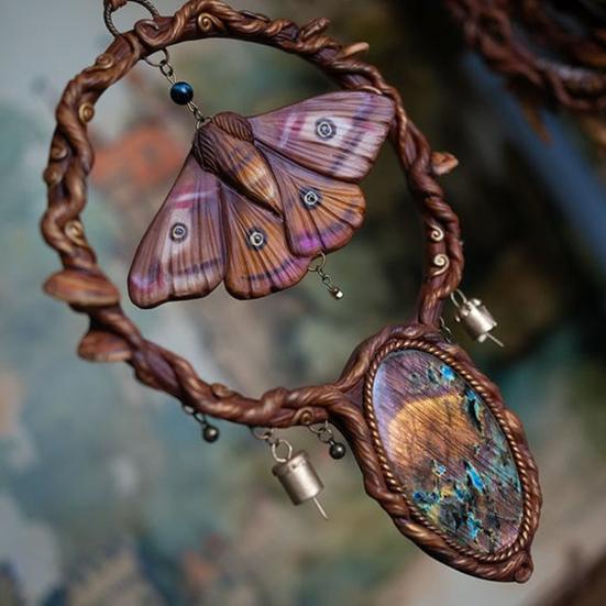 Handcrafted Moth Hanging Decoration Metal Elf Wall Hanging Sculpture Nature Inspired Artistic Pendant for Home Door Window Decor