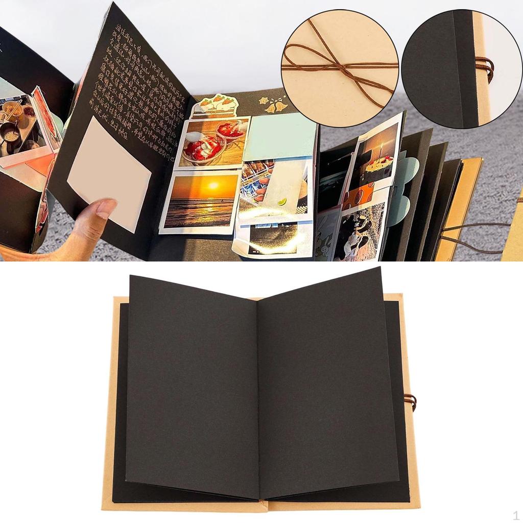 Black Scrapbook (18 Sheet 34 Pages) Memory Album Photo Book for Wedding Alentines Day