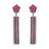 Niche Premium Sense Vintage Flower Geometric Rectangle Turquoise Earrings Heavy Industry Bohemian Ladies Earrings