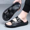 Fashion Fashionable Men's Top Layer Cowhide Casual Slippers Summer Outdoor Non Slip Men's Sandals Thick Bottom Beach Slippers