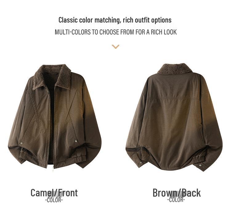 2025 Winter American Style Lambswool Lapel Men's Retro Cotton Jacket – Thickened Casual Workwear Coat