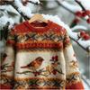 Maglione da donna a girocollo largo con stampa natalizia, maglione casual alla moda