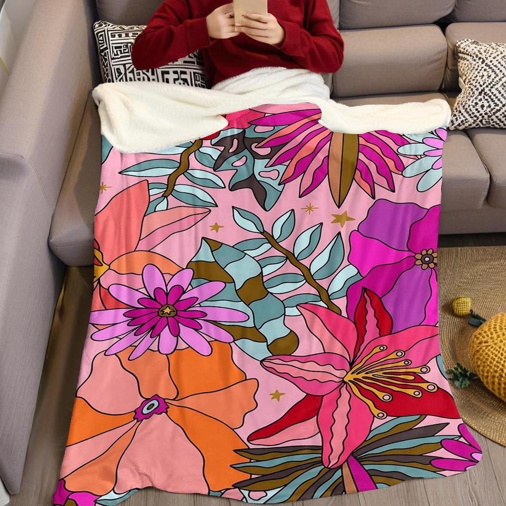 Blossom Fantasy Flannel Blanket Warm Soft Halloween Christmas Couch Warm Cozy Decorative Decor Gift for All Season