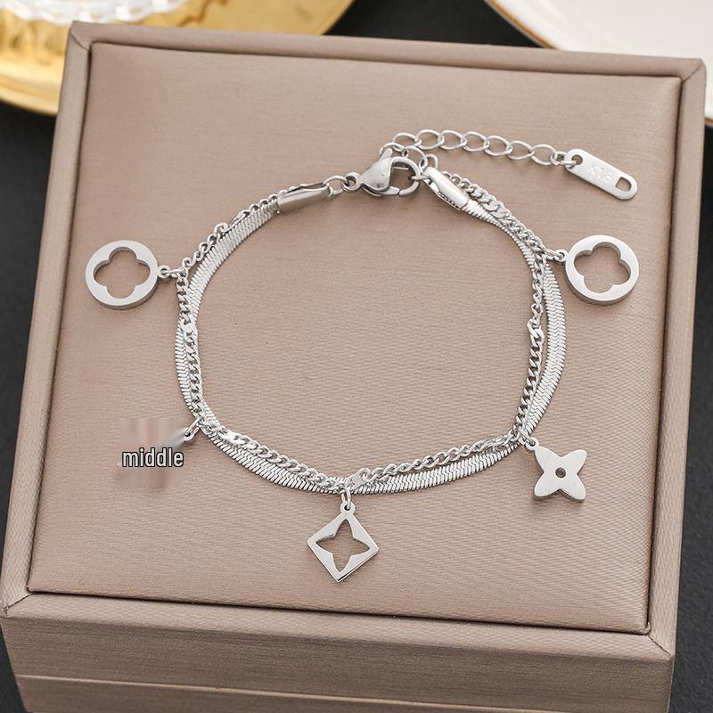 Women's Fashion Titanium Steel Bracelet: Elegant Japanese & Korean Design, Non-Fading Stainless Steel, Versatile Jewelry.