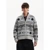 Blaexit Fair Isle Sweater Cashmere Sweater Men's Winter Thickened Diamond Pattern Knit Cardigan Jacket