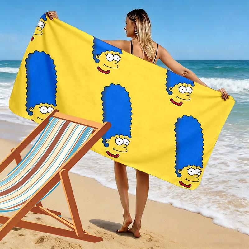 Marge Simpson Art Print Beach Towel, Large Soft Quick Dry Towel for Beach Camping Swimming