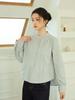 Women's Pleated Stand Collar Long Sleeve Shirt - Loose, Versatile, Elegant Design for Daily Wear
