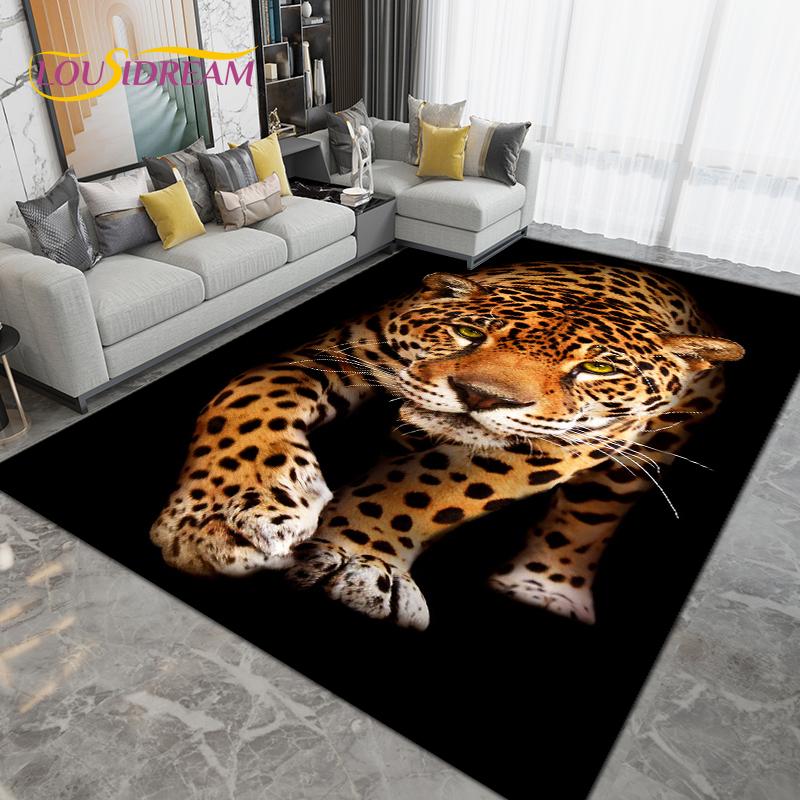 Cartoon Tiger Lion Wolf Animal Area Rug,Carpet Rug for Living Room Bedroom Sofa,Doormat Kitchen Bathroom Non-slip Floor Mat Gift