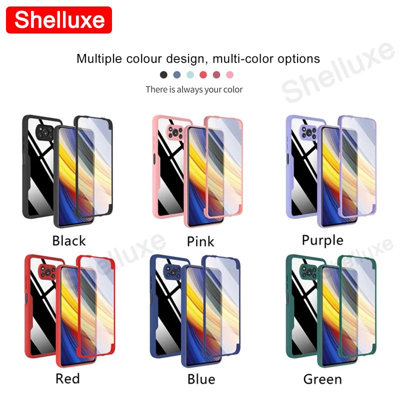 360 Heltäckande Framsida+Baksida Genomskinligt Skal Shelluxe För Xiaomi POCO X3 Pro X3Pro X3NFC PocoX3 NFC Dubbelsidigt Silikon Telefonfodral