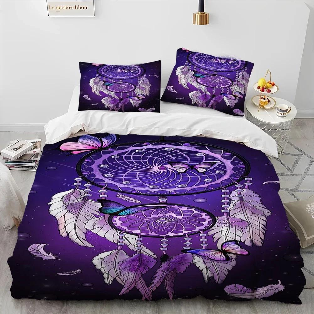 Fashion Dreamcatcher Feather Owl Comforter Bedding Set,Duvet Cover Bed Set Quilt Cover Pillowcase,King Queen Size Bedding Set