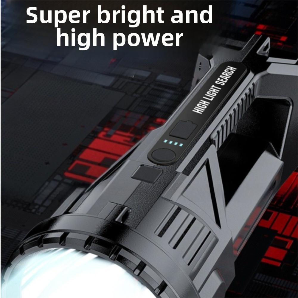 Waterproof Camping Searchlight Dimmable with Side Lights Powerful Handheld Lantern Plastic USB Rechargeable Handheld Spotlight
