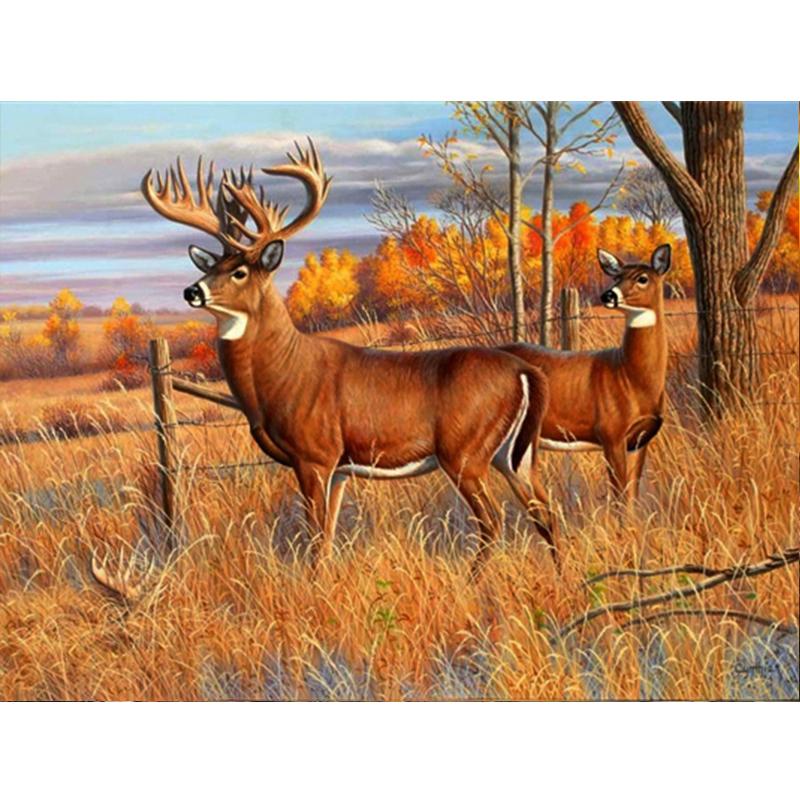 5D Diy voller runder quadratischer Diamantmalerei Tierhund Diamantstickerei Herbst Ahornblatt Wanddekoration Home Art