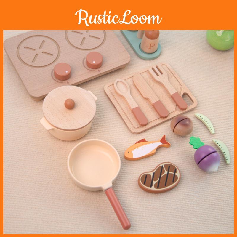 Kitchen Wooden Cooking Pot Toy Set For Kids Hands On Learning Creativity And