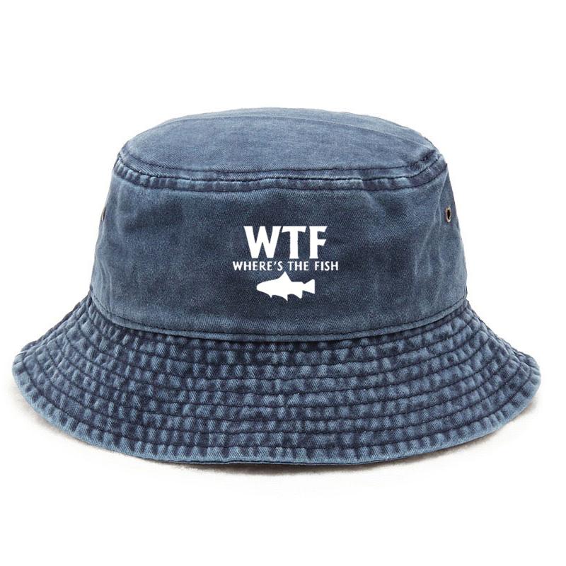 

Customize Cotton Washed Bucket Hat Vintage Fishing Hat for Anglers Sun Protection Outdoor Humorous Slogan Cap Fashion Streetwear синій