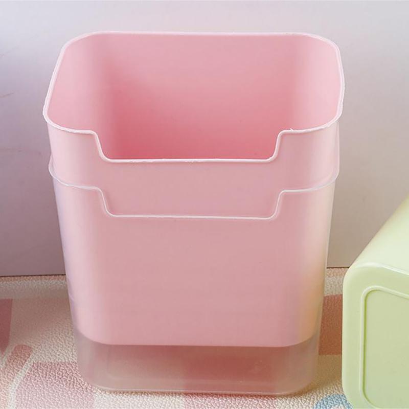 Porta-canetas de grande capacidade, caixa de armazenamento de mesa de cor sólida, organizador criativo de lápis, caixa de papelaria simples, material de escritório