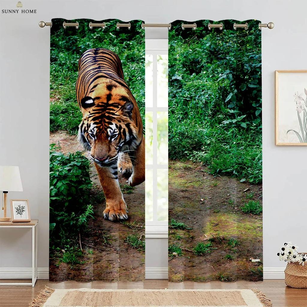 Tier Gepard 3D-gedruckte Vorhänge Kinderzimmer Schlafzimmer Wohnzimmer Küche Dekorative Vorhänge Maschinenwaschbar 2 Stück