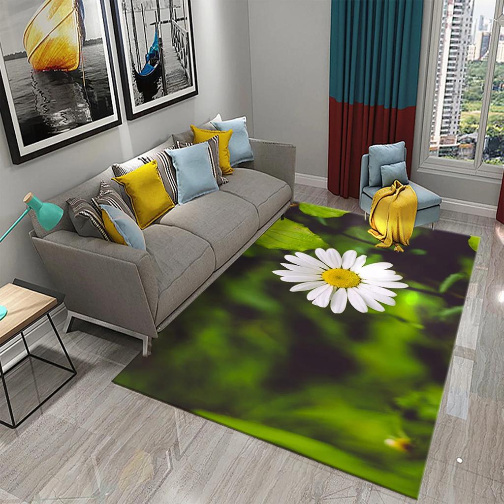 Little Daisy Flower Carpet Butterfly Flower Carpet Bathroom Anti-slip Rugs Living Room Bedroom Entrance Home Decor Mat Carpet