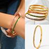 High Quality Gold Plated Stainless Steel Colorful Crystal Cz Baguette Wrist Bracelet Bangle Jewelry For Women