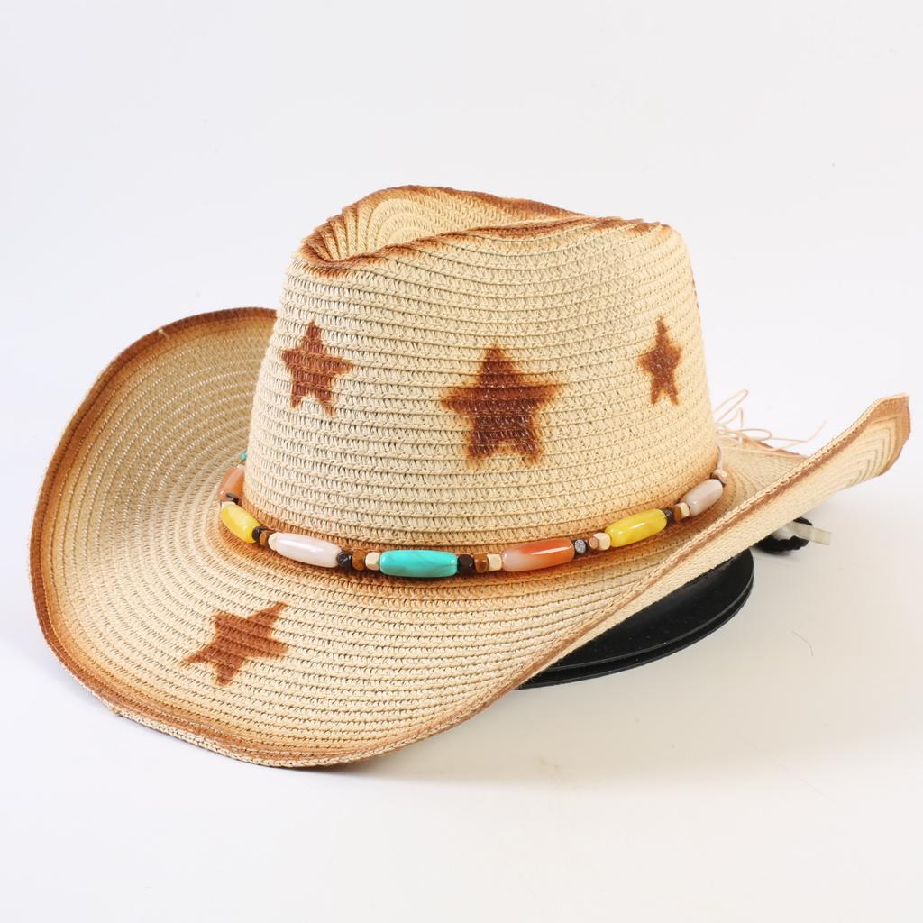 Popular Western Cowboy Straw Hat Men's and Women's Fashion Shade Straw Hat Classic Outdoor Western Cowboy Hat