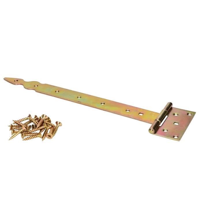 Charnière en T Décorative 350 mm Galvanisé Jaune - KOTARBAU®