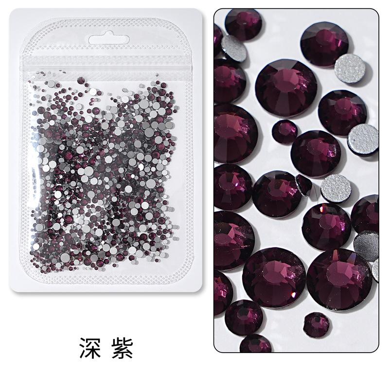 1440 buc, Un pachet întreg de manichiuri colorate, Diamante cu fund plat, Burghie din sticlă de cristal nu pot cădea de pe fund, Bijuterii cu diamante rotunde cu dimensiuni mixte.