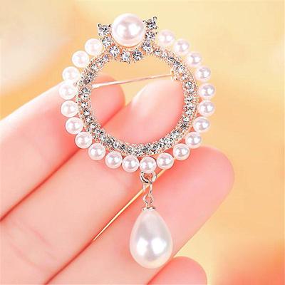 Mode Damen Schal Schnalle Dame Strass Brosche Nadeln Einfache Perlen Brosche Nadel