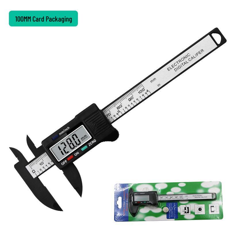 Digitaler Messschieber 0-100mm, Kunststoffwerkzeug mit zwei Tasten zur Messung von Innen- und Außendurchmessern