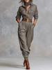 Damen Langarm Hemdkleid mit Tasche Strampler und Hose