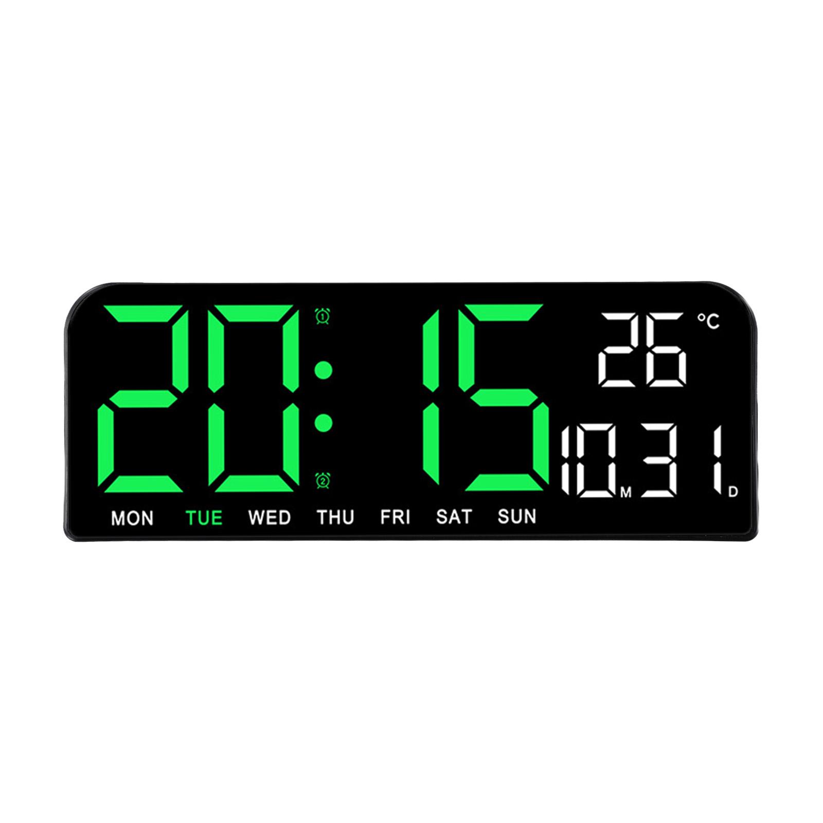 

Modern Design For Cooking For Exercise Digital Wall Clock Automatic Brightness Dimmer Date And Week Display Dual Alarm Function зелёный
