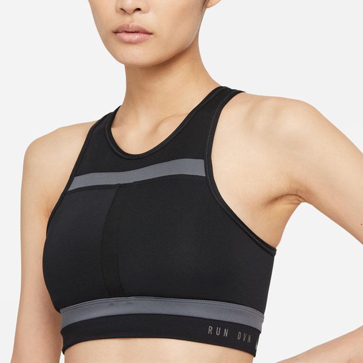 Nike Dri-Fit Medium Support One-Piece Padded Sports Bra Women Underwear Black Iron-Gray DD1102-010
