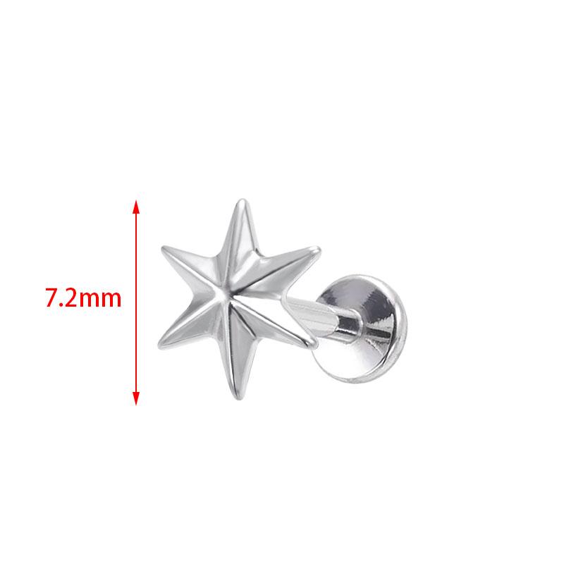 Six Pointed Star Anodized Plated ASTM F136 Titanium Labret Top Lip Ring Body Piercing Jewelry Helix Earrings
