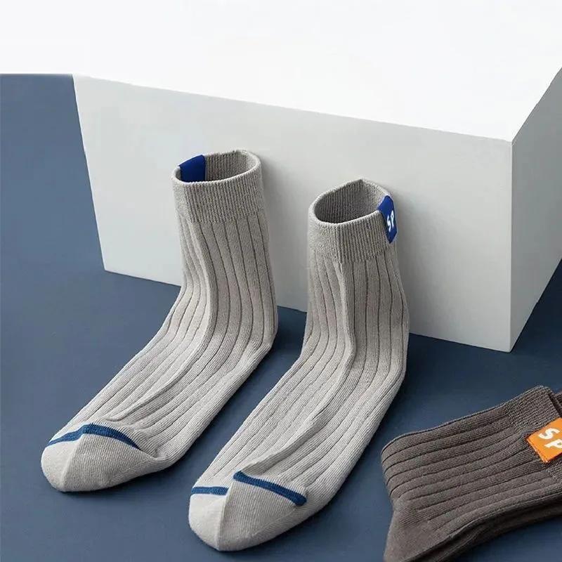 Men's Business Casual Mid-Crew Socks Breathable Anti-Odor Moisture-Wicking Spring Summer Socks for Office and Outdoor Work Use
