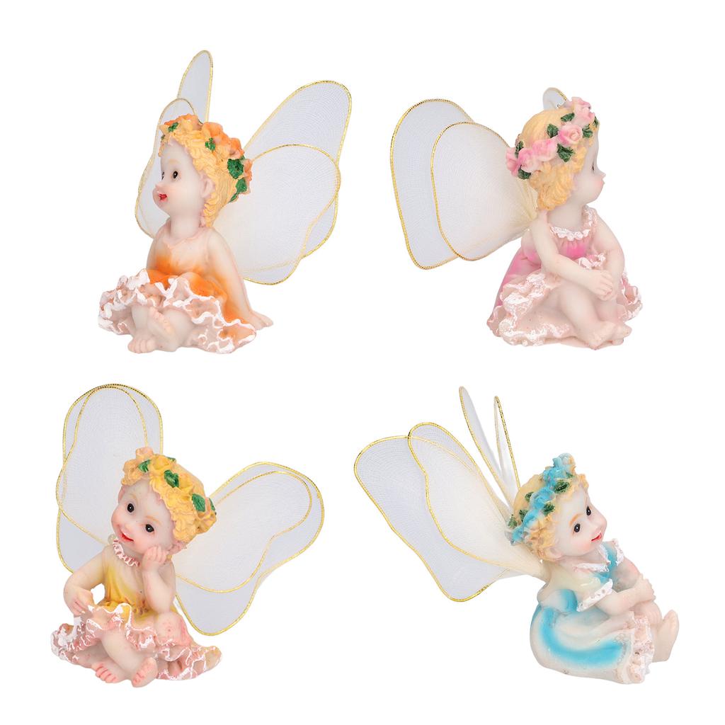 4Pcs Flower Fairies Figurines Garden Home Ornament Fairy Figures Resin Craft Bonsai Decoration